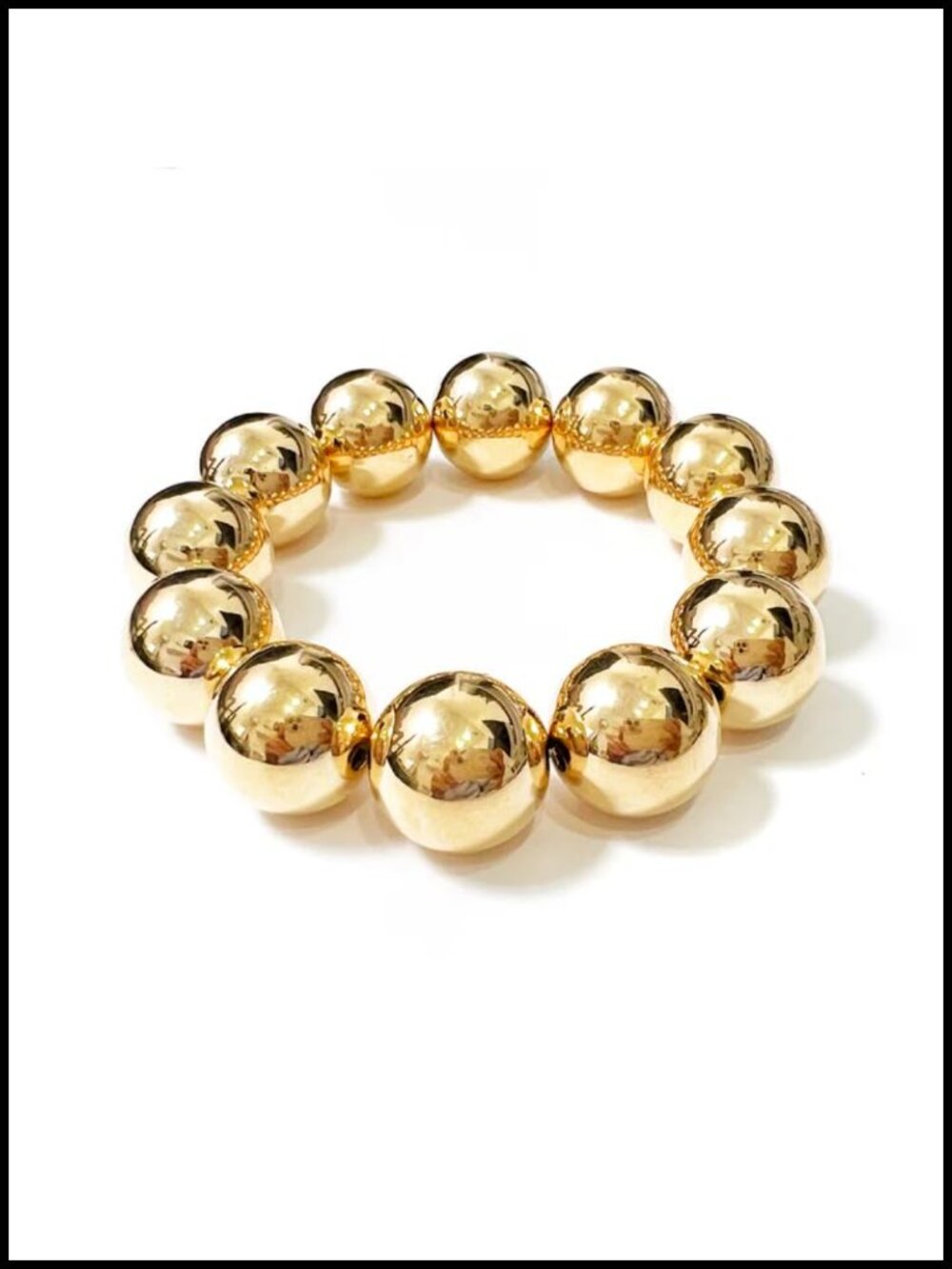 14K Gold Plated Beaded Bracelet Women Stackable Chunky Dainty Strand 8/12/16mm